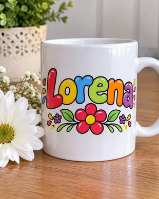 Cana personalizată cu nume Lorena+breloc gratuit