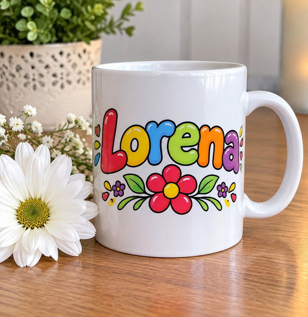 Cana personalizată cu nume Lorena+breloc gratuit