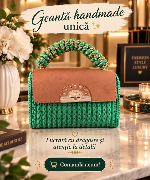 Poseta handmade crosetata+breloc gratuit