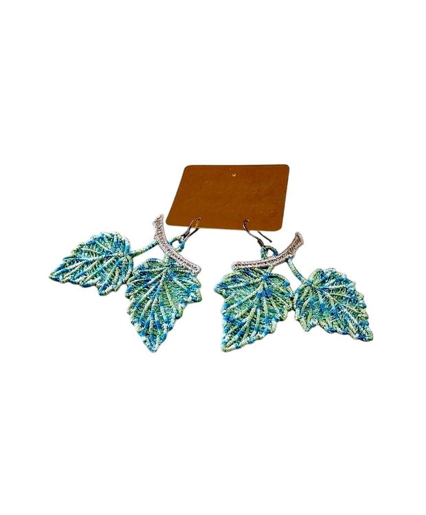 Cercei Frunze Brodate Turcoaz Degrade Cercei Handmade