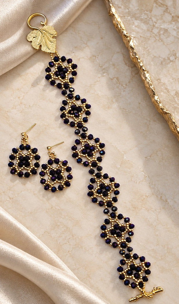 Amethyst Vine  Set handmade brățară și cercei