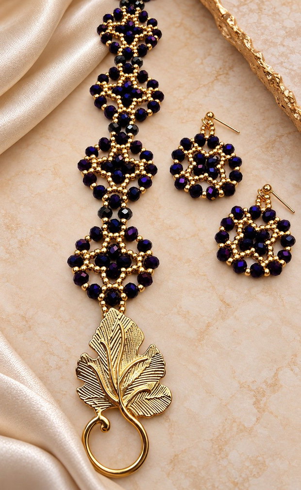 Amethyst Vine  Set handmade brățară și cercei