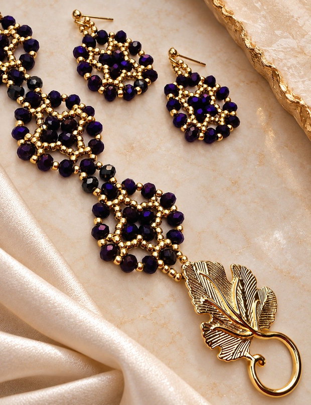 Amethyst Vine  Set handmade brățară și cercei