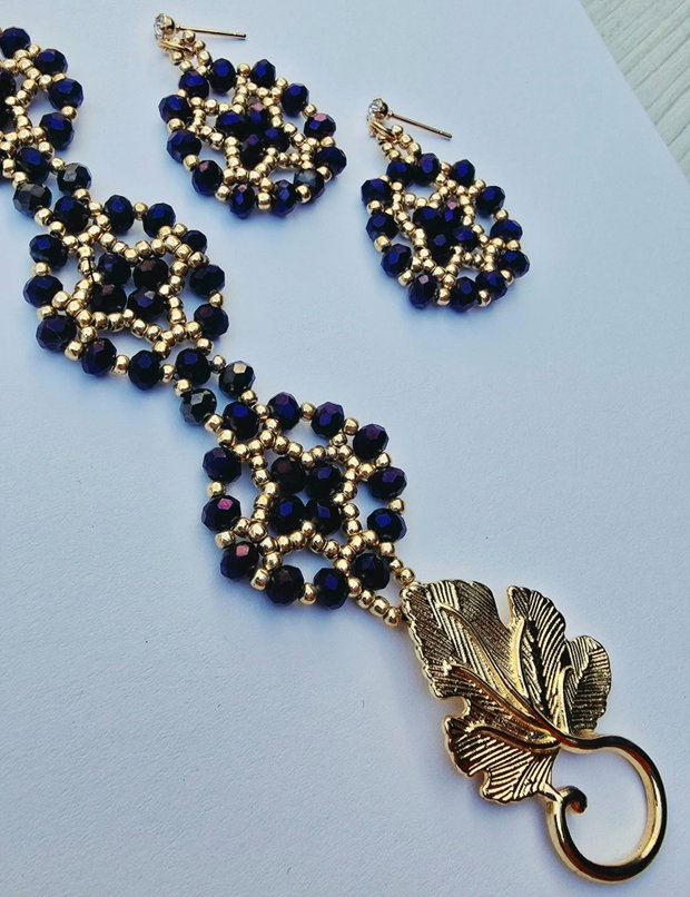 Amethyst Vine  Set handmade brățară și cercei