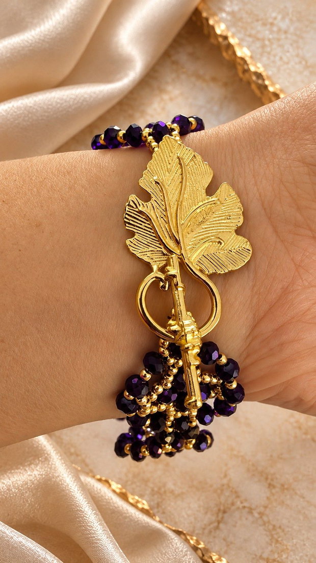 Amethyst Vine  Set handmade brățară și cercei