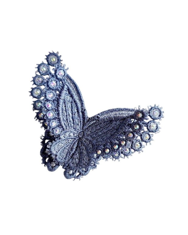 Brosa Fluture 3D Brodat Argintiu