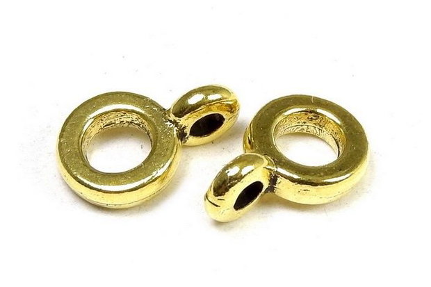 Margele din metal cu agatatoare, auriu antichizat, 6.5 mm