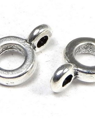 Margele din metal cu agatatoare, argintiu antichizat, 6.5 mm