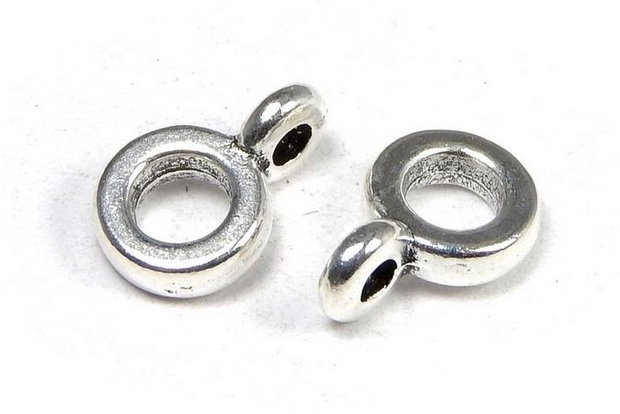 Margele din metal cu agatatoare, argintiu antichizat, 6.5 mm