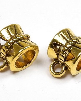 Margele din metal cu agatatoare, auriu antichizat, 9x6x6 mm