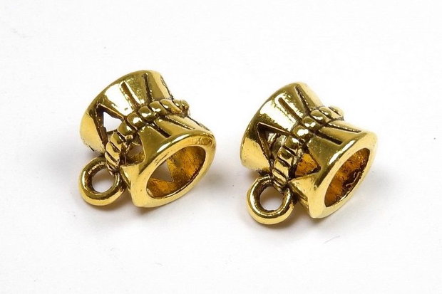 Margele din metal cu agatatoare, auriu antichizat, 9x6x6 mm