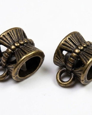 Margele din metal cu agatatoare, bronz, 9x6x6 mm