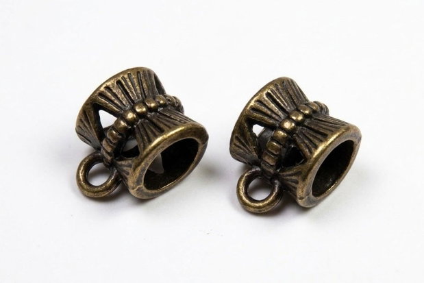 Margele din metal cu agatatoare, bronz, 9x6x6 mm