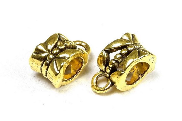 Margele din metal cu agatatoare, bronz, 11.5x6x8 mm