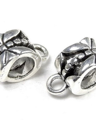 Margele din metal cu agatatoare, argintiu antichizat, 11.5x6x8 mm
