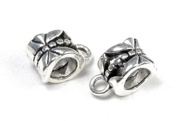 Margele din metal cu agatatoare, argintiu antichizat, 11.5x6x8 mm
