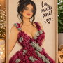 Tablou handmade personalizat A4  Portret cu rochie decorată cu licheni naturali