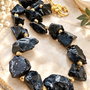 Colier obsidian negru brut