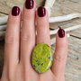 Inel opal verde, reglabil, argint rodiat