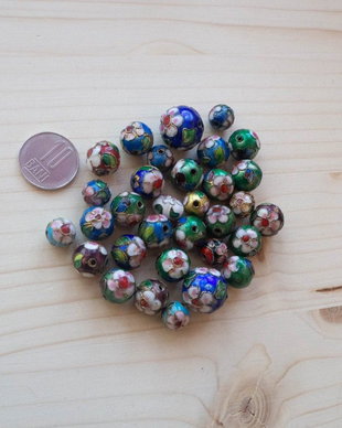 Lot mărgele metalice emailate Cloisonné