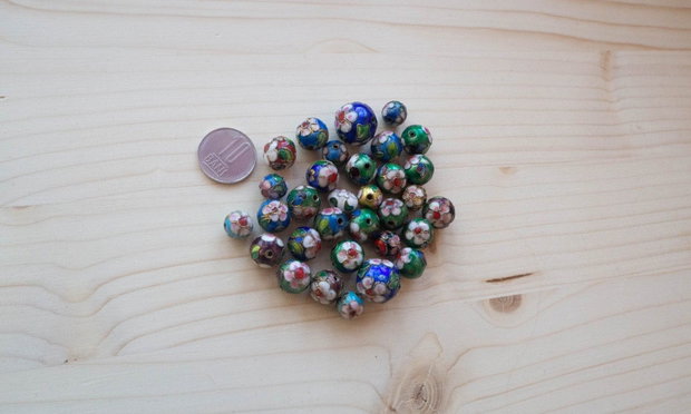 Lot mărgele metalice emailate Cloisonné