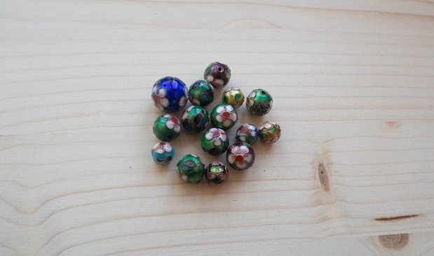 Lot mărgele metalice emailate Cloisonné