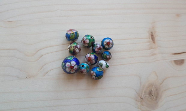 Lot mărgele metalice emailate Cloisonné