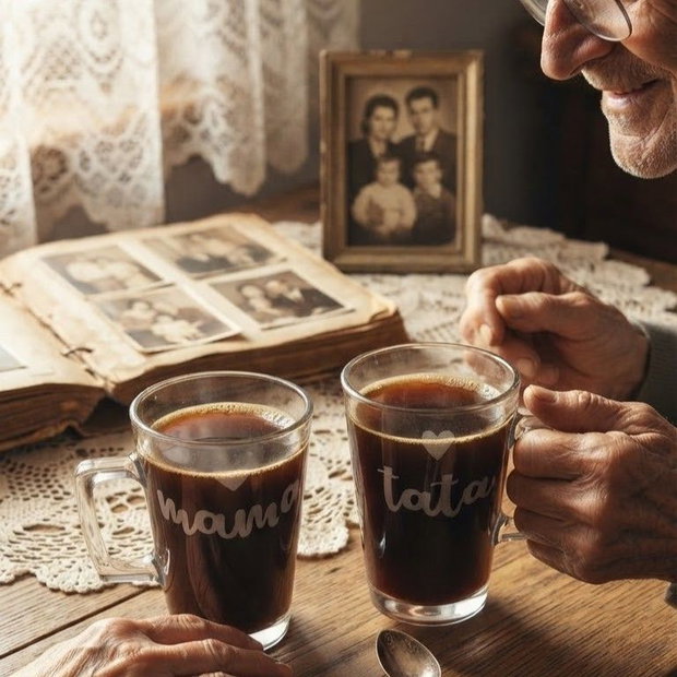 Set cadou pentru părinți sau proaspeți părinți, 2 căni gravate manual MAMA & TATA