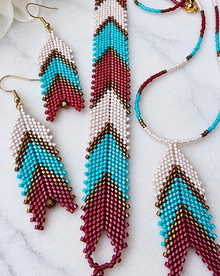 Set de bijuterii handmade Bohemian Chevron  Miyuki Delica