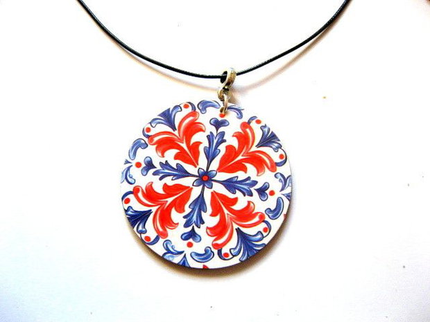 Colier lemn  cu mandala 52844