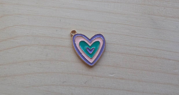 Pandantiv inimă emailată multicoloră