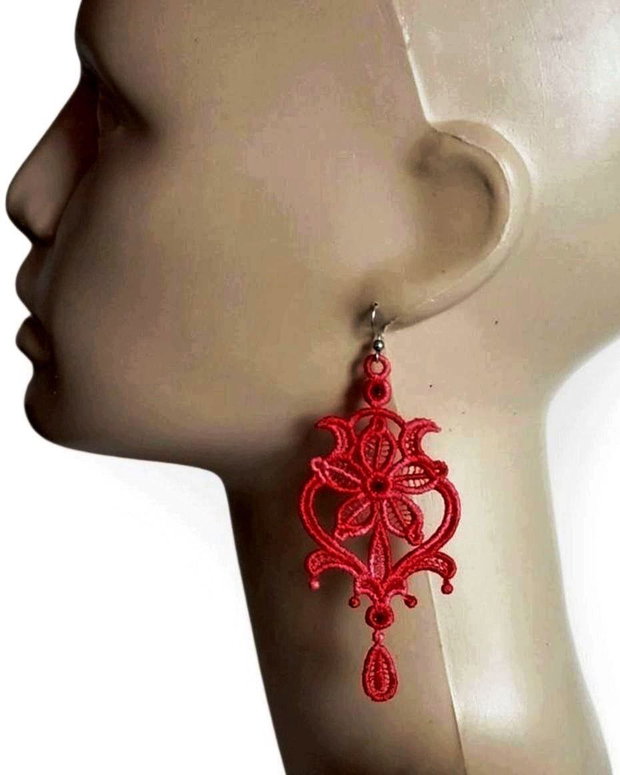 Cercei Chandelier Rosu Degrade cu Cristale