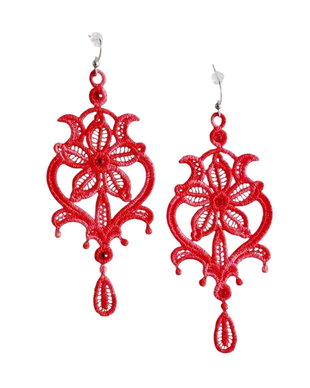 Cercei Chandelier Rosu Degrade cu Cristale