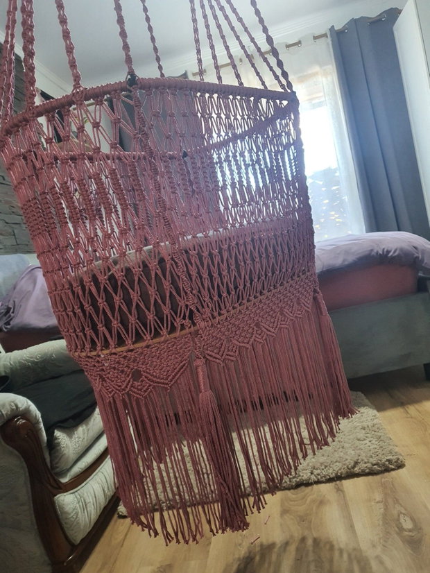 Pătuț suspendat pentru bebeluși Handmade întărit cu funie de iuta.