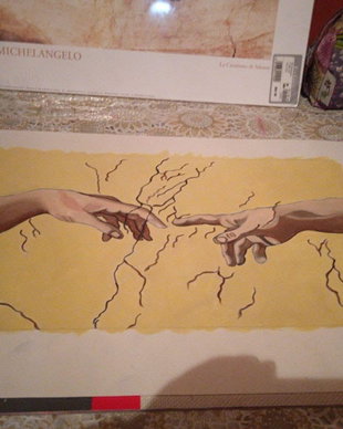 Tablou în ulei pe pânză Crearea lui Adam - Replică după Michelangelo