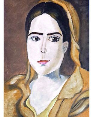 Tablou în ulei Nostalgie - Portret feminin în stil modernist, A3