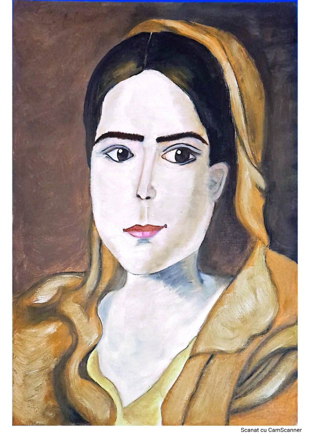 Tablou în ulei Nostalgie - Portret feminin în stil modernist, A3