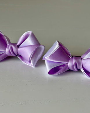 Set 2 elastice de păr handmade cu fundițe din satin, în două culori