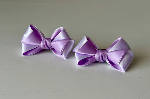 Set 2 elastice de păr handmade cu fundițe din satin, în două culori