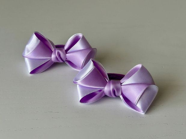 Set 2 elastice de păr handmade cu fundițe din satin, în două culori