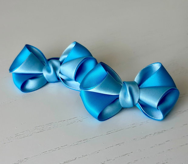 Set 2 elastice de păr handmade cu fundițe din satin, în două culori