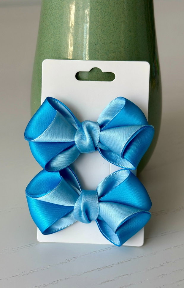 Set 2 elastice de păr handmade cu fundițe din satin, în două culori
