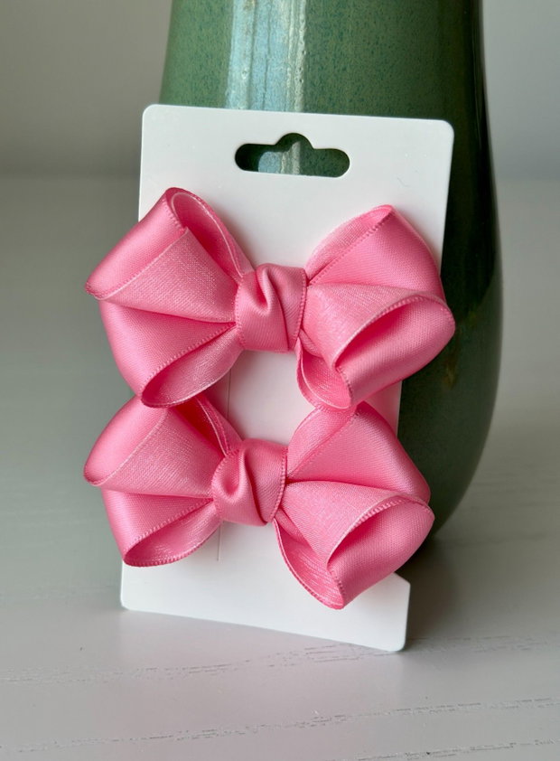 Set 2 elastice de păr handmade cu fundițe din satin, în două culori