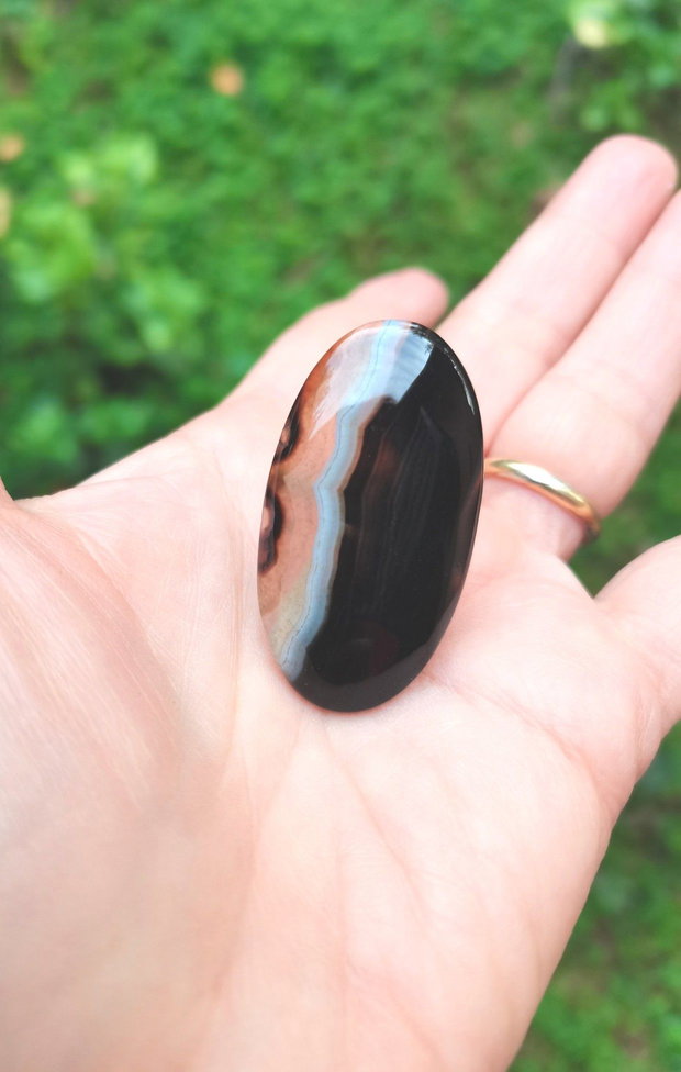 Inel Agata neagra dantelata si Argint 925 - IN1448 - Inel negru reglabil, inel pietre semipretioase, inel cadou, cadou sotie, bijuterii cadou, bijuterii agate, cristaloterapie, cristale vindecatoare