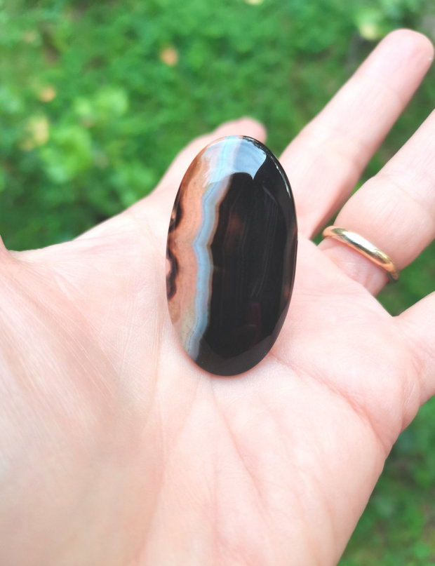 Inel Agata neagra dantelata si Argint 925 - IN1448 - Inel negru reglabil, inel pietre semipretioase, inel cadou, cadou sotie, bijuterii cadou, bijuterii agate, cristaloterapie, cristale vindecatoare
