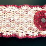 Banda / bandana / bentita de par crosetata bej rose  cu floare