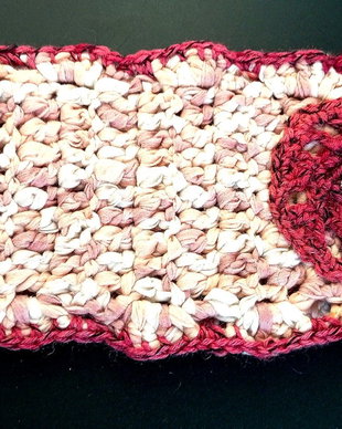 Banda / bandana / bentita de par crosetata bej rose  cu floare
