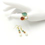 Set inel si cercei cu perla naturala si agate fatetate maro si verde, 4711