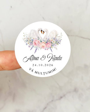 Sticker floral marturii sau invitatii, Sticker pesonalizat