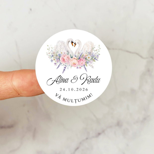 Sticker floral marturii sau invitatii, Sticker pesonalizat